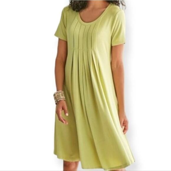 Soft Surroundings Petite Pleated  Stretch Knit Swing Dress (MP) - Picture 1 of 8